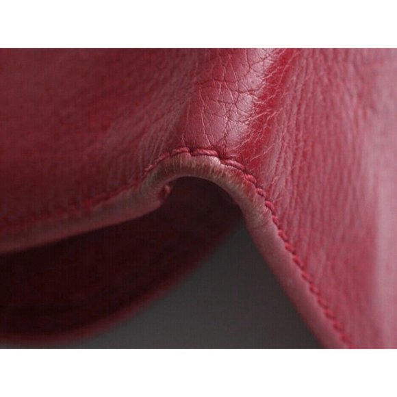 Chloe Ribbon Genuine Leather Trifold Wallet Red - Picture 10 of 11